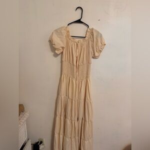 Renissance Style Cream Maxi Dress